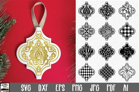 Arabesque Tile Ornaments Christmas Ornament Bundle