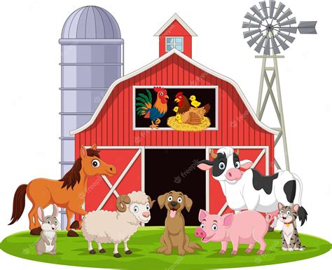 Premium Vector Cartoon Farm Animals In The Barnyard