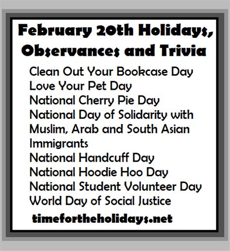 February 20th Holidays Observances And Trivia Time For The Holidays