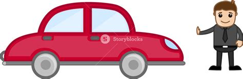 Cartoon Vector Man Standing In Front Of A Car Royalty Free Stock