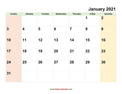 2021 Writable Calendars By Month • Printable Blank Calendar Template