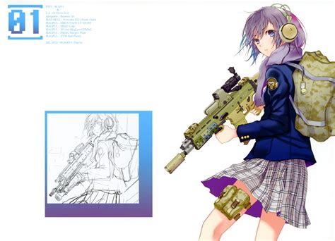 Fuyuno Haruaki Gun Headphones Original Scarf Sketch Skirt Weapon