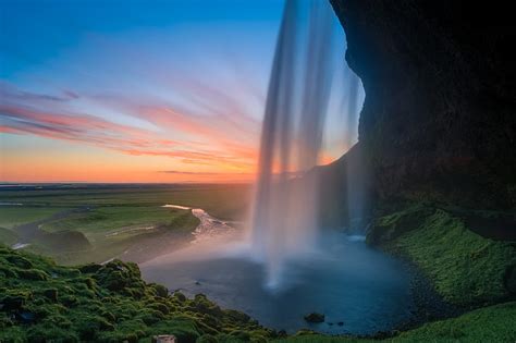 Online Crop Hd Wallpaper Sunset Rocks Waterfall Iceland