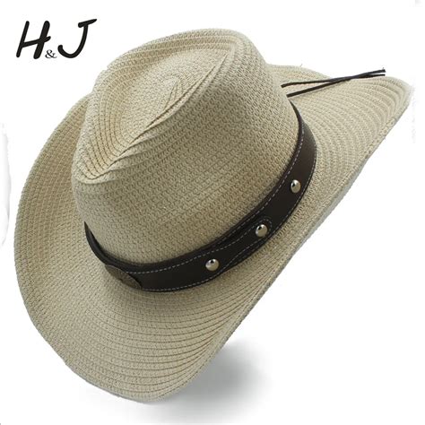 Women Men Straw Western Cowboy Hat Summer Sun Hat For Lady Gentleman
