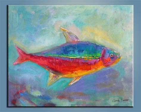 Abstract Art Animal Painting Colorful Tropical Fish Painting Etsy