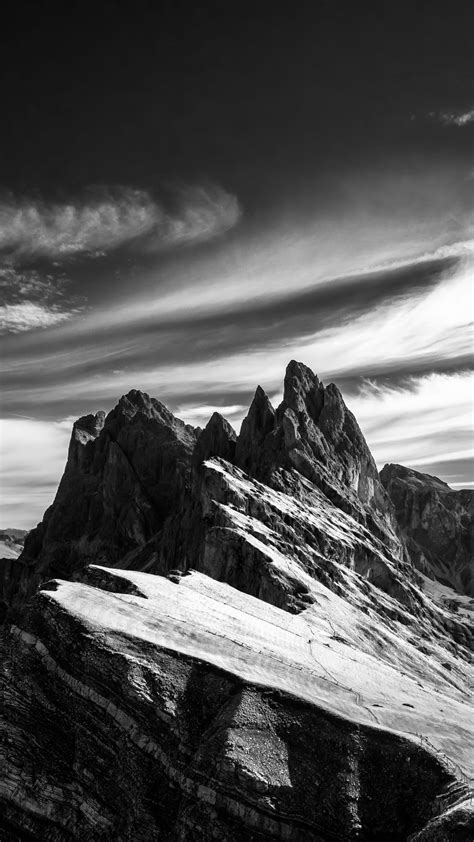 Download Wallpaper 1080x1920 Mountain Sky Bw Peak Italy Samsung