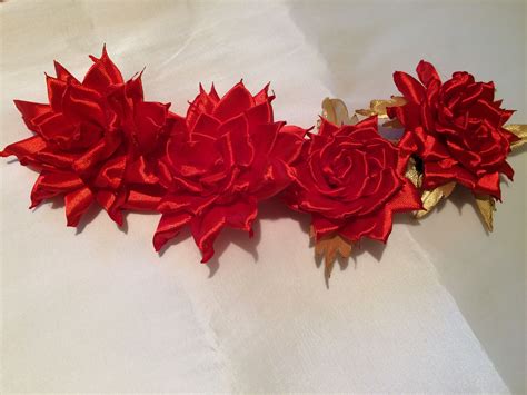 Satin Ribbon Flower Satin Ribbon Flowers Handmade Flowers Ribbon