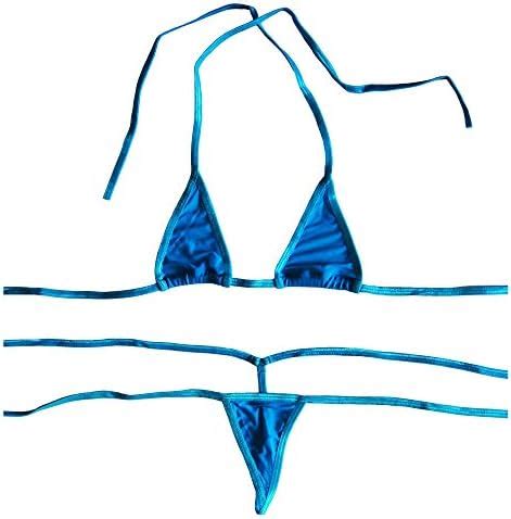 Esquki Womens Sheer Extreme Bikini Halterneck Top And Tie Sides Micro