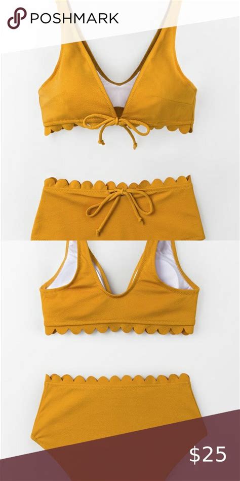Cupshe Bright Yellow Tie Front Bikini Set Bikinis Bikini Set Yellow