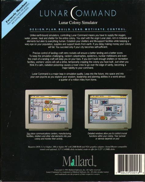 Lunar Command 1993 Dos Box Cover Art Mobygames