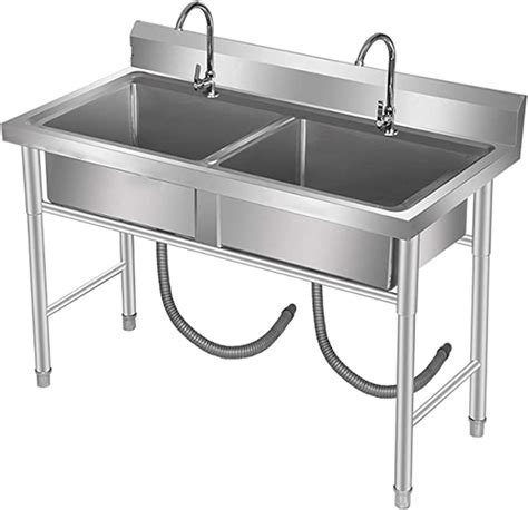 Restaurant Catering Sink Double Trough Kitchen Sink Stainless Steel