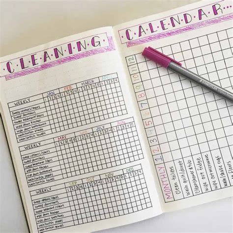 22 Bullet Journal Cleaning Schedule Trackers To Keep Your Home Squeaky