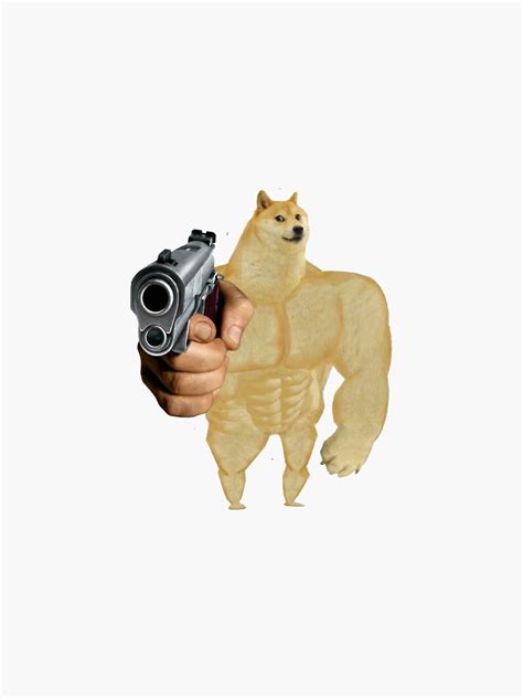 Cheems Doge Gun Sticker For Sale By Gellysbean Redbubble