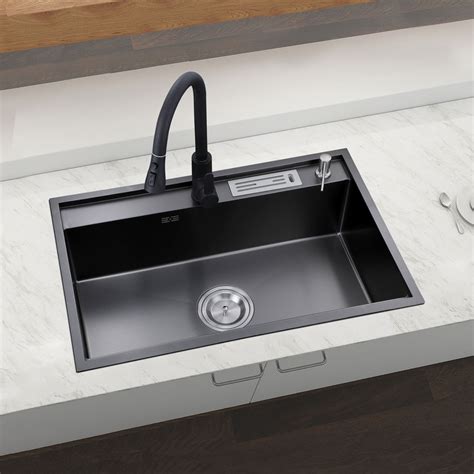 Single Bowl Kitchen Sink Stainless Steel Black Kitchen Sink Black