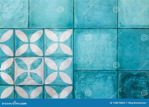 Shabby Vintage Blue Square Tile On Floor Stock Photo Image Of