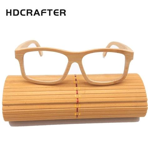 Hdcrafter Real Wood Bamboo Eyeglasses Frames For Men Women Vintage Retro Myopia Optical Glasses