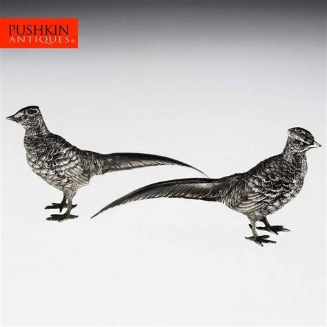 Antique 20thc Edwardian Solid Silver Novelty Pheasant Pepperettes