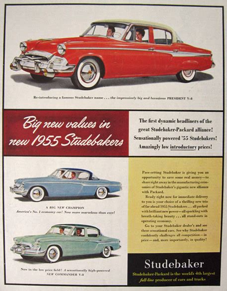1955 Studebaker Ad President Champion Commander Vintage Car Ads