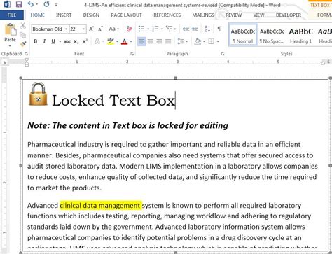 How To Create And Lock Text Box In Word 2013 Tutorials Tree Learn