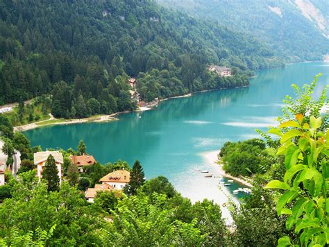 Italy Rivers Forests Houses Scenery Molveno Nature Wallpapers Hd