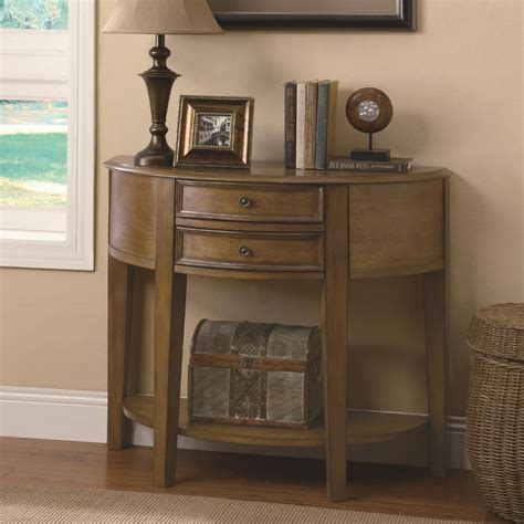Demilune Entry Table With 2 Drawers And Shelf Transitional Side