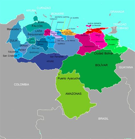 Lista De Todos Los Estados De Venezuela Y Sus Capitales Mapa De