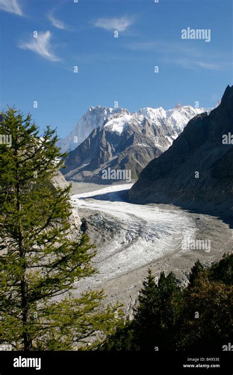 The Mer De Glace Glacier Viewed From Montenvers Near Chamonix Mont