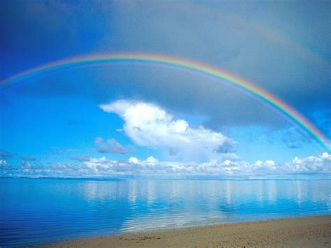 Download Wallpaper Beautiful Rainbow Over The Blue Nature Rainbow