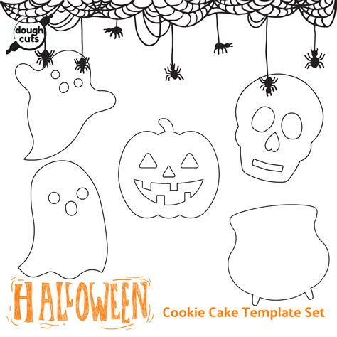 Print At Home Halloween Cookie Cake Template Set Of 5 Shapes Doughcuts