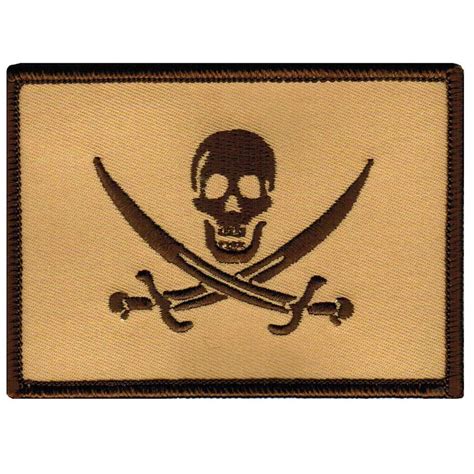 Jolly Roger Calico Jack Flag Embroidered Patch Tan Subdued