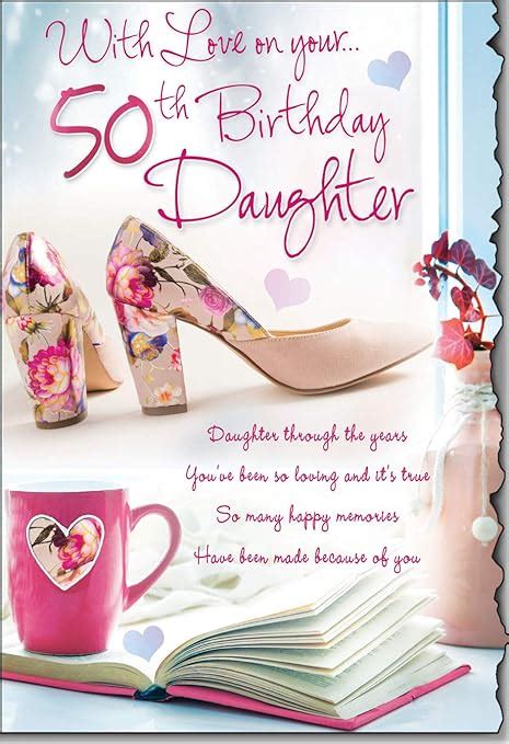 With Love Daughter 50th Birthday Card Lovely Verse Uk Stationery And Office Supplies