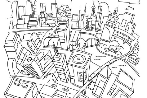 Line Draw Futuristic City Creative Daddy