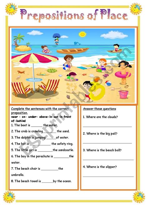 Prepositions Of Place ESL Worksheet By Misstylady