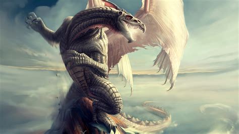 Wallpaper Illustration Clouds Dragon Mythology Wing