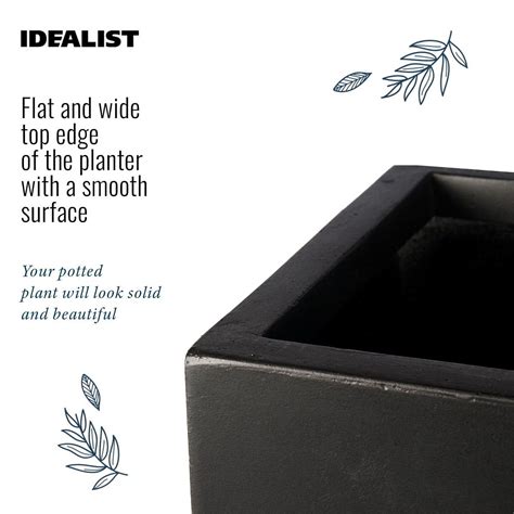 IDEALIST Lite Narrow Contemporary Light Concrete Black Trough Planter