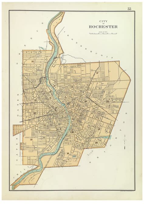 Rochester New York 1895 Old City Map Custom Reprint Bien State