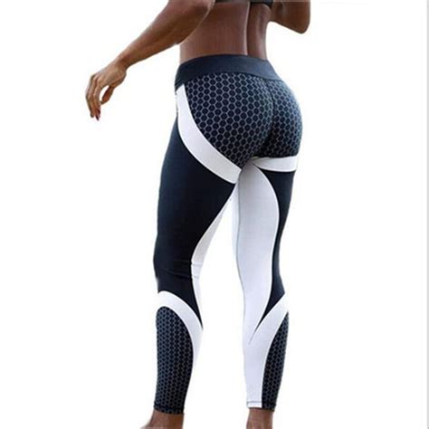Geometric Honeycomb Print Yoga Pants Women Fitness Tights Gym Running Legging Slim Low Waist