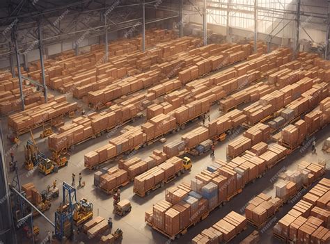 Premium Ai Image A Large Importexport Warehouse Filled With Crates Of