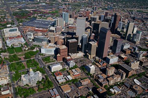 Aerial View Downtown Denver And Civic Center Park Featuring Colorado