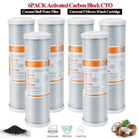 6pack 5μm Activated Carbon Block Cto 10x25‘replacement Water Filter