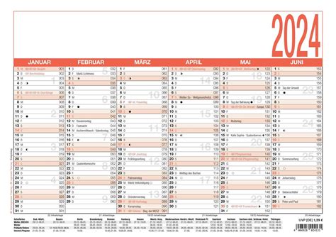 Arbeitstagekalender 2024 A4 297 X 21 Cm 6 Monate Auf 1 Seite