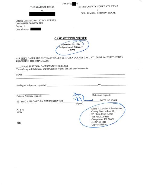 Designation of Attorney Setting and Announcement Setting