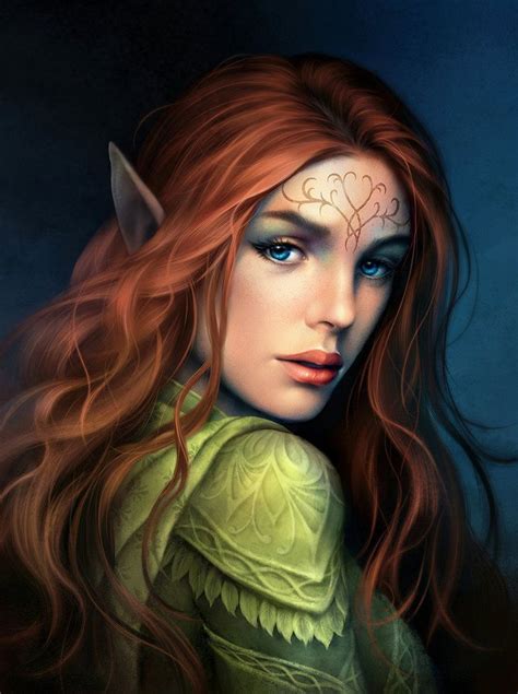 F High Elf Druid Portrait Community Forest Mountains Hills Elves