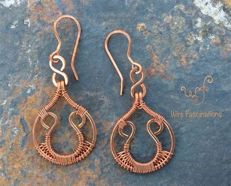 Wire Wrapped Earrings Copper Earrings Copper Jewelry Wire Jewelry