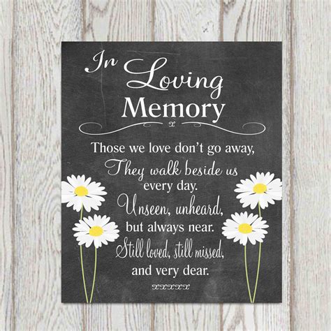 printable 8x10 those we love don t go away wedding memorial table sign in loving memory black