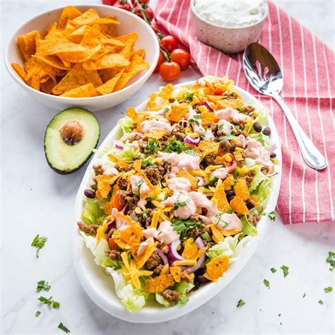 Easy Taco Salad Recipe With Ground Beef Video The Busy Baker