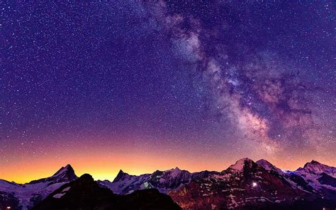 Switzerland The Alps Beautiful Night Sky Stars Resolution Best