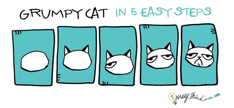 How To Draw Grumpy Cat In 5 Easy Steps Grumpy Cat Grumpy Cat Steps