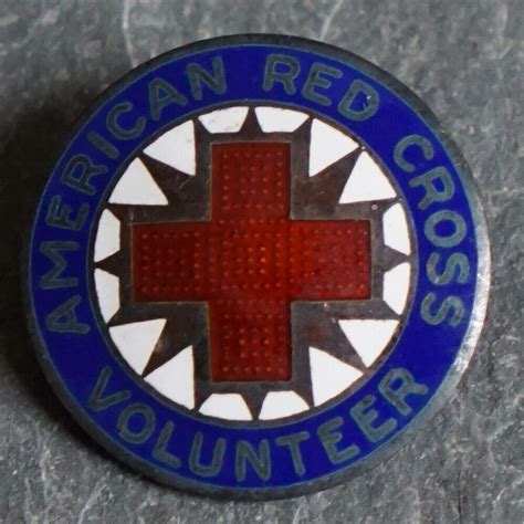 Vintage Pin American Red Cross Volunteer Sterling S Gem