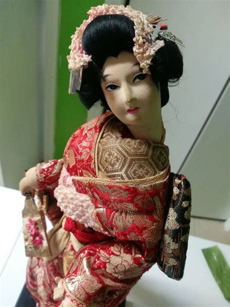 vintage geisha japanese doll on wood platform silk kimono ebay